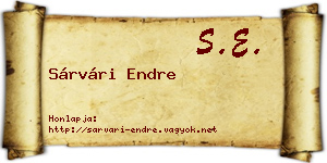 Sárvári Endre névjegykártya