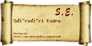 Sárvári Endre névjegykártya